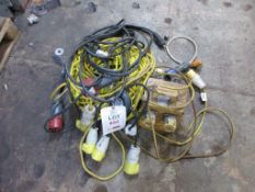 Assorted 110v extension leads, splitter box, etc.