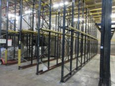 Four bays of Link 51 drive in pallet racking system 3 - 1.4m x 11.7m 1 - 1.4m x 4.5m (excluding