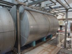 Stainless steel fabricated horizontal main condensate tank, 17.76m³, diameter 2.4m x height 4.8m,