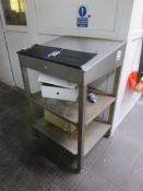Teknomek stainless steel workbench with 2 x under shelves and lid, 700 x 600 x height 1m