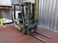 Nissan 15 triple mast battery operated forklift truck, model SINIL15Q, serial no. SINIE721787 (