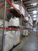 Nine bays of boltless adjustable pallet racking 2.8m x 900 x height 6m, with wire shelving and