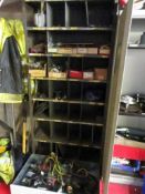 Assorted power tools 110v, battery charger (working condition unknown), and contents of storage