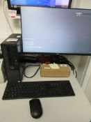 Dell Optiplex 3070 Core i5 desktop computer, Dell flat screen monitor, keyboard & mouse, and Zebra