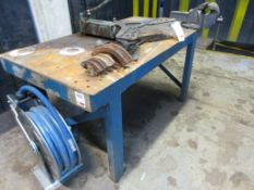 Heavy duty metal frame/top workbench, 1650 x 900mm, 1 x Record No.6 vice