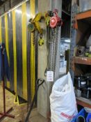 Assorted lifting equipment including: 2 x chain hoists, 2 x plate lifters, 1 x beam lifter, 2 x