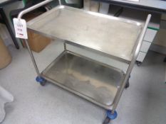 Stainless steel twin shelf mobile trolley