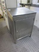 Teknomek stainless steel single door storage unit with lid, 700 x 600 x height 1m