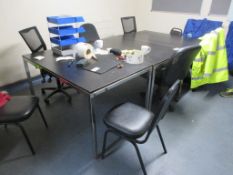 Three chrome framed canteen tables, 9 x various swivel & canteen chairs