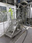 Stainless steel mobile steps, 4 tread with hand rails, 1.3 x 700 x height 1.9m