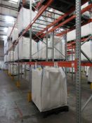 Nine bays of boltless adjustable pallet racking 2.8m x 900 x height 6m, with wire shelving and