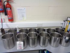 Twelve VWR stainless steel pots