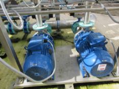Stainless steel cradle with - 2 x Weg electric motors 2 x Ebara type 3LS/165 1607.5 IE3 pumps 4 x