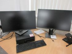 Dell Optiplex 3070 Core i5 desktop computer, 2 x Dell flat screen monitors, keyboard *** Please