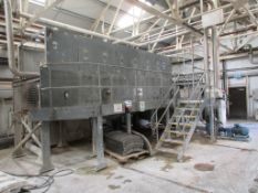 Un-named rotary trommel washer, approx. size: diameter 1.7m x length 5m, with associated pipework,