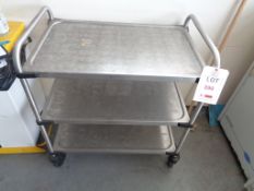 Stainless steel triple shelf mobile trolley