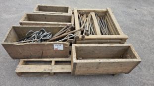 Quantity of assorted Tentipi/Marquee stakes, various length, to wooden crate