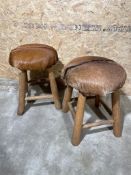 4 x Various fur/hide stools
