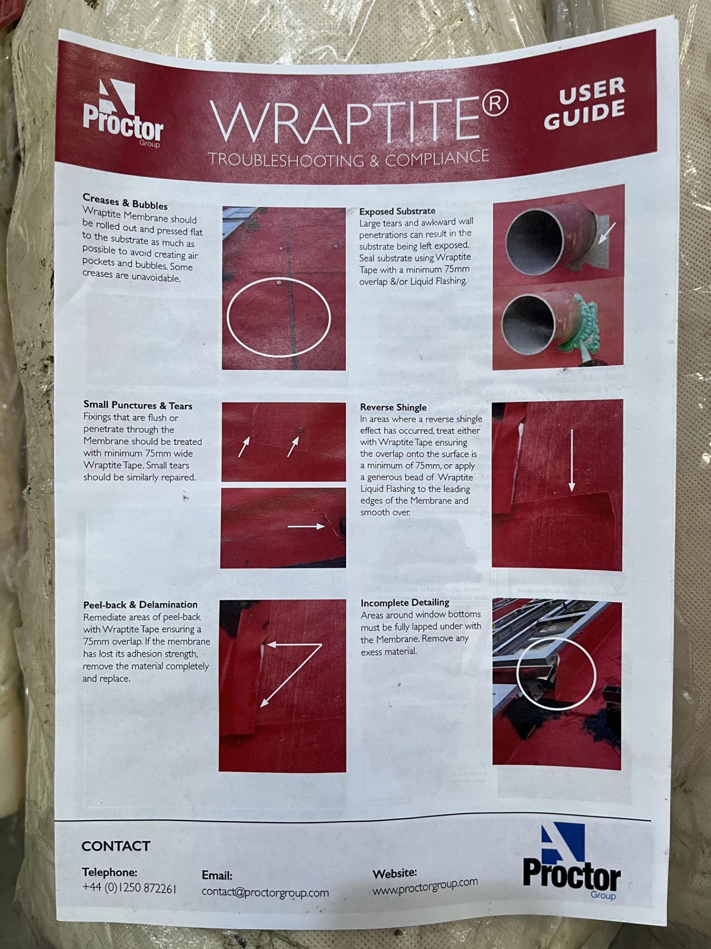 1 x 50m Reel of WRAPTITE Membrane for Walls/Roofs. Colour: Red; Width 1.5m - Image 6 of 8