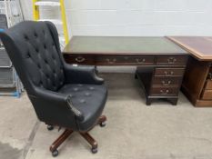 Wooden and Leather Inlaid Twin Pedestal Desk (1520 x 900mm)