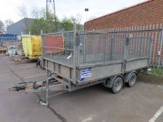 Ifor Williams twin axle trailer (12' x 6') with sides and cages - no ramp
