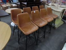 8x Metal Framed Leather Effect Stools.