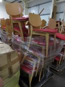 Approx. 22 Wooden Chairs with Red Leather Effect Seat. Please note there is a £10 plus VAT Lif Out F