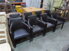 8 x matching brown leather effect reception chairs