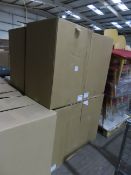 8x Grey Upholstered Wooden Chairs. Please note there is a £5 plus VAT Lift Out Fee on this lot