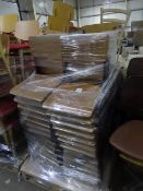 22x Metal Framed/Wooden Chairs. Please note there is a £5 plus VAT Lift Out Fee on this lot