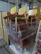 Approx. 20 Wooden Chairs with Red Leather Effect Seat. Please note there is a £10 plus VAT Lif Out F