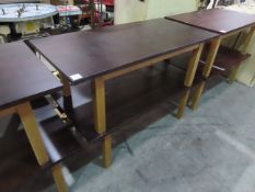 2 x Wooden tables 700mm(d) x 500mm(h) x 1400mm(w)