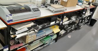 Three steel framed benches & contents of various paper