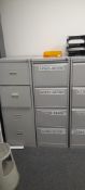 Three grey steel 4 drawer filing cabinets