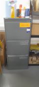 Bisley steel 3 drawer filing cabinet & contents