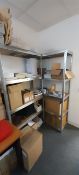Four bays of boltless steel shelving & quantity of stationery (excludes books & records and NAS