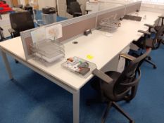 6 person deluxe workstation 1600mm x 800mm desks, 6 Pedestals, No chairs, Dismantled