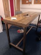 Timber-topped steel framed high-level meeting table 1800mm x 645mm, 1100mm(h)