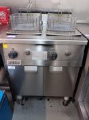 Zanussi twin basket stainless steel deep fat fryer (buyer to drain and remove oil)