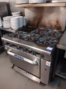 Imperial 6 burner stainless steel oven with eye level storage shelf