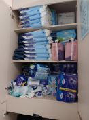 Large quantity sanitary products to cupboard