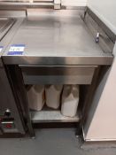 700mm(d) x 500mm(w) x 920mm(h) stainless steel preparation table with shelf and drawer