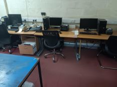 4 office desks and 6 operators chairs