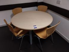 Circular meeting table with 6 wooden / chrome chairs