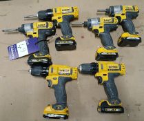 6 x Dewalt Cordless Battery Operated Drills