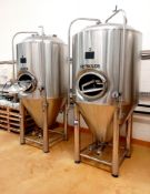 2 x 1000 litre Fermentation Tanks, model 55304, serial numbers 1401603 & 1401601 (2014) pipework