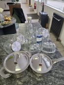 Quantity of kitchen glassware & 2 saucepans
