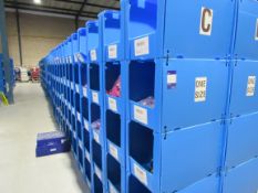 Large quantity of assorted clothing to part row C (including corrugated pigeon holes)