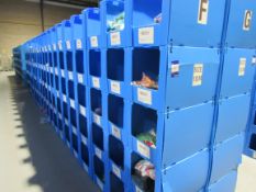 Large quantity of assorted clothing to part row F (including corrugated pigeon holes)