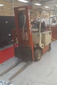 Nissan CM01L15U electric forklift truck fitted twin stage mast, Serial number 4236, 1638 hours